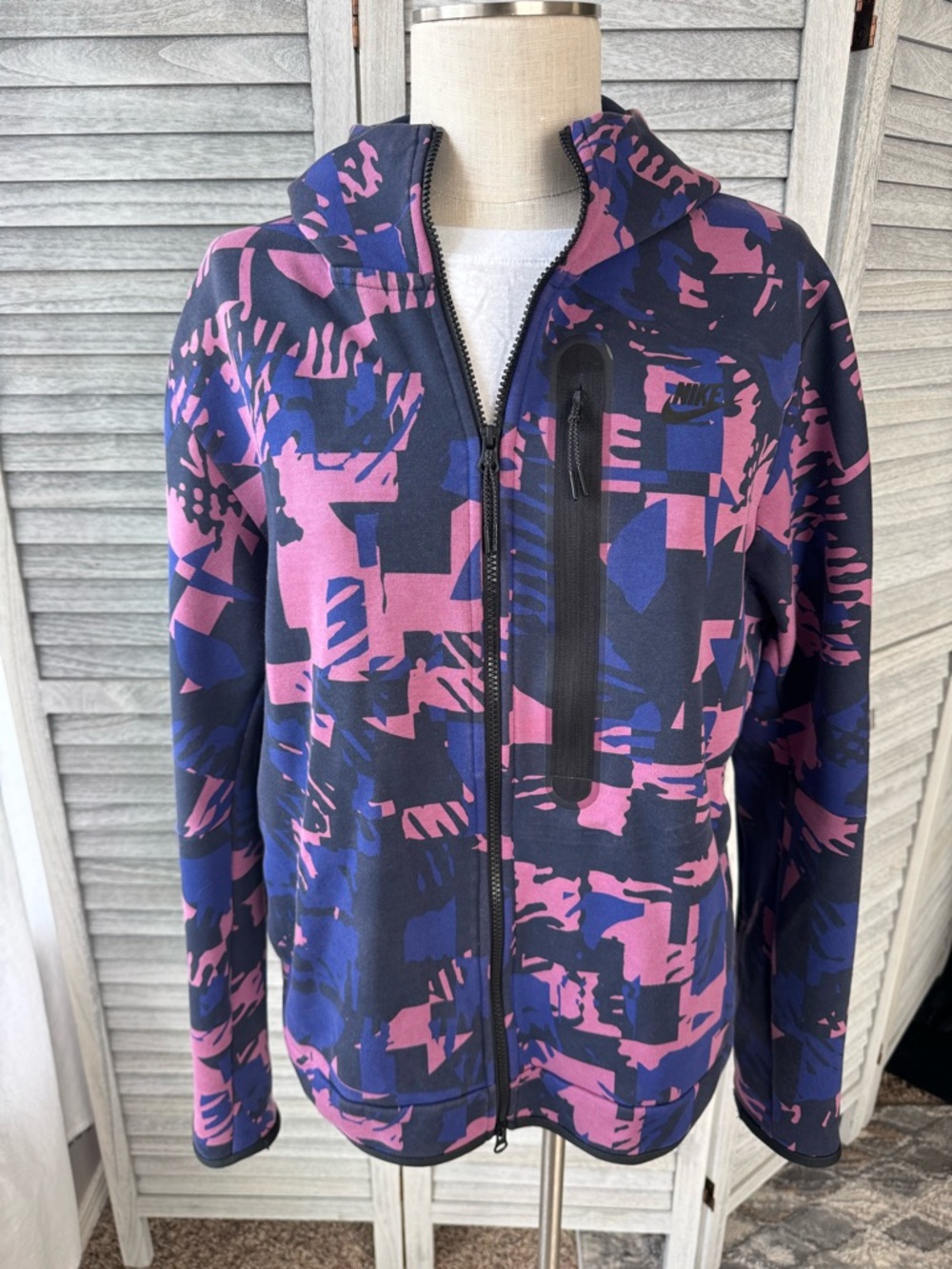 Nike Black Pink Blue Purple Abstract Men's Zip Hoodie